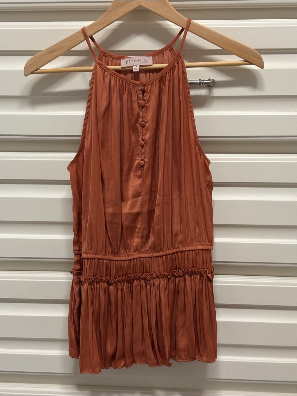 Philosophy Rust-Orange Halter Button-Front Camisole